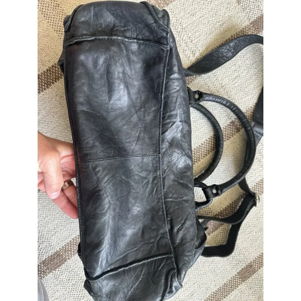Y2K Juicy Couture Black Leather Large Purse Downtown Royal Tote Crossbody USA